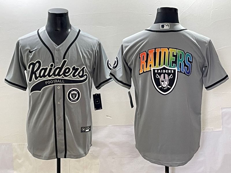 Men 2025 Oakland Raiders Blank Grey Joint Name Nike Limited NFL Jersey style 8